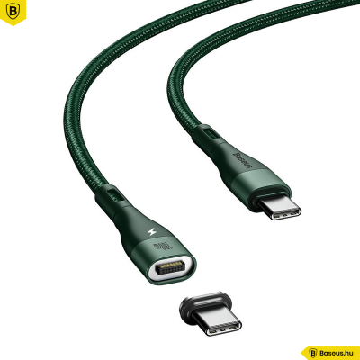 Baseus Zinc mágneses adat és töltőkábel Type-C / Type-C 100W 1,5m - Zöld
